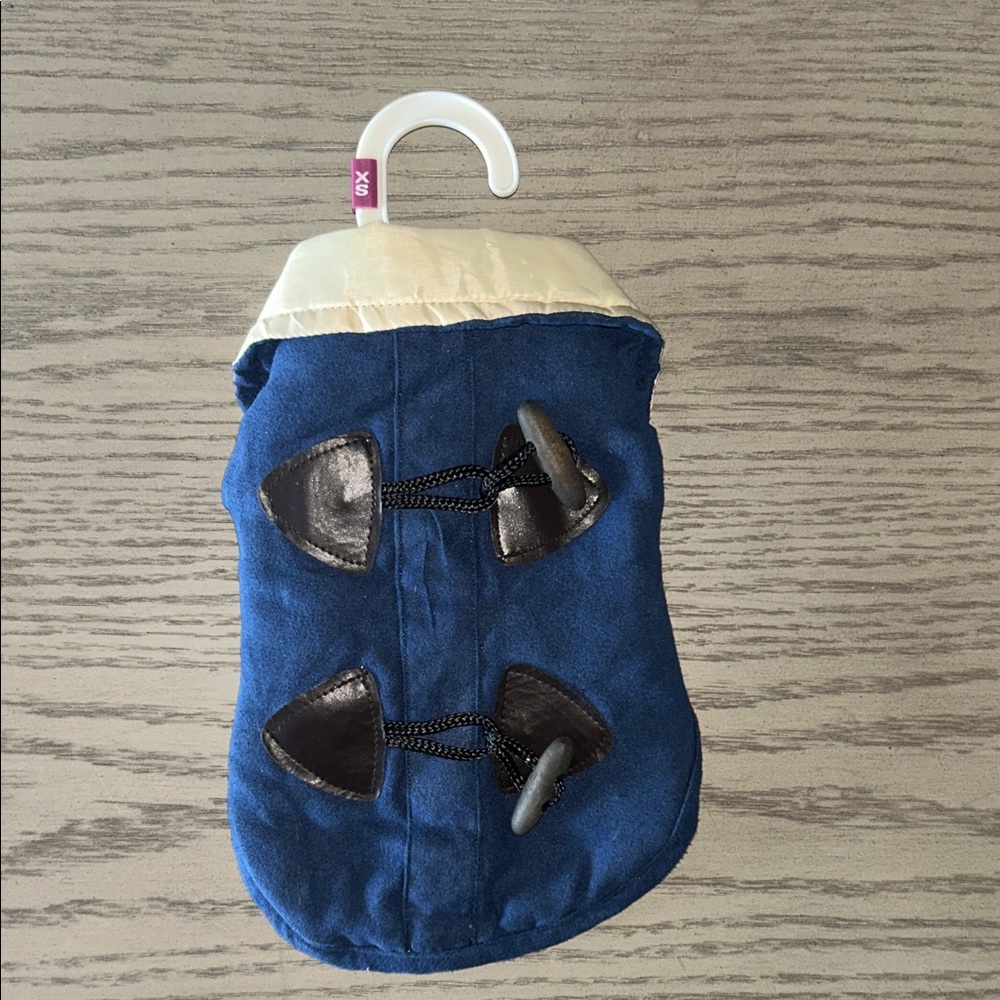 Blue Dog Coat with Toggle Design, Velcro Closure on underside with hanger XS